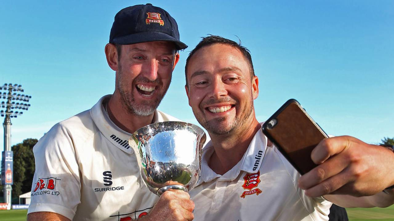Time for a selfie: Graham Napier, David Masters and the Division Two trophy, Kent v Essex, County Championship, Division Two, Canterbury, September 23, 2016