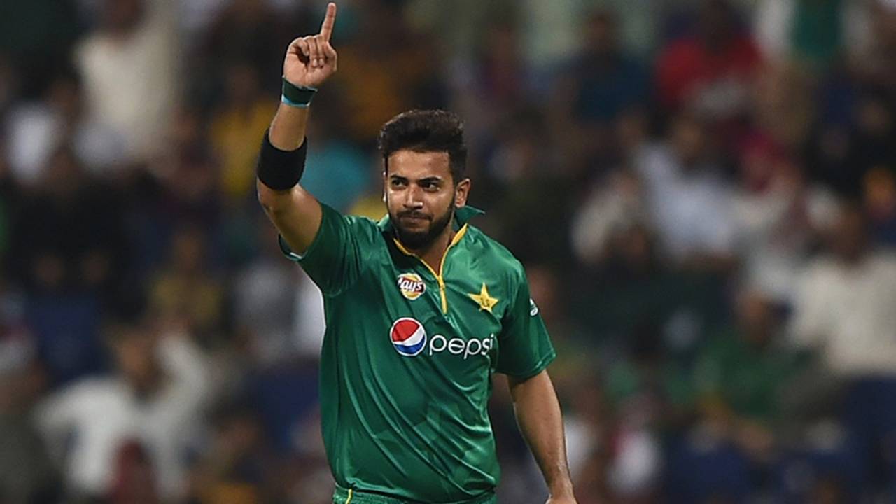 Imad Wasim celebrates after taking a wicket, Pakistan v West Indies, 3rd T20I, Abu Dhabi, September 27, 2016
