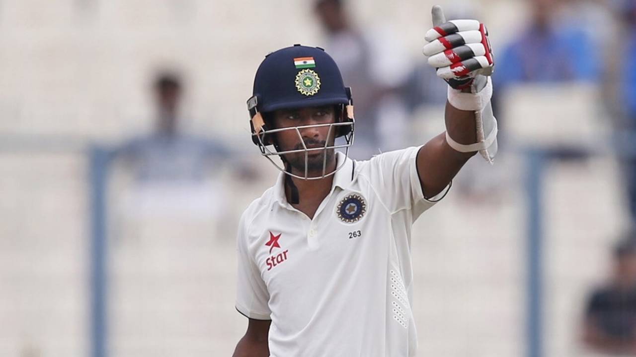 Wriddhiman Saha struck his second fifty of the match, India v New Zealand, 2nd Test, Kolkata, 4th day, October 3, 2016