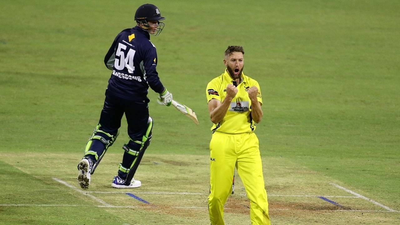 Andrew Tye took 3 for 10 in three overs, Western Australia v Victoria, Matador Cup 2016-17, Perth, October 8, 2016