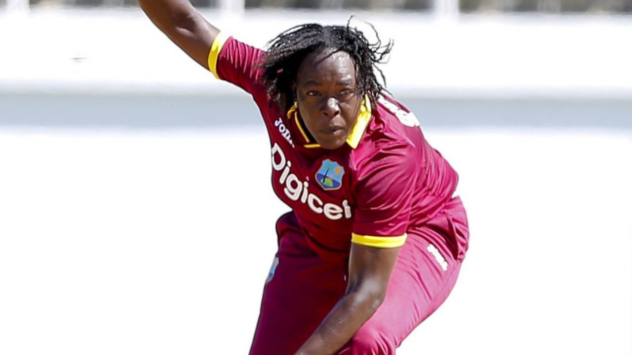 Erva Giddings bowls on debut, West Indies v England, 1st Women's ODI, Trelawny, October 8, 2016