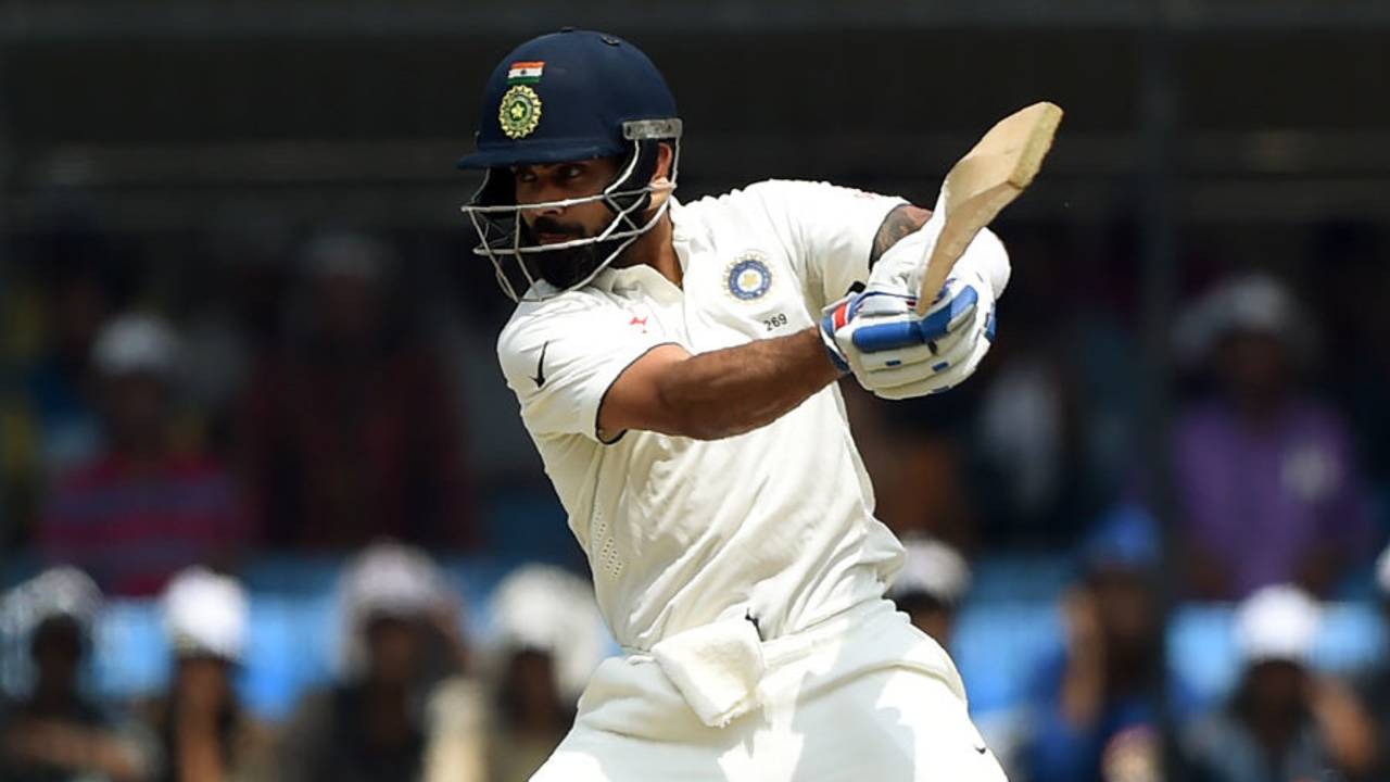 Virat Kohli cuts crisply, India v New Zealand, 3rd Test, Indore, 2nd day, October 9, 2016
