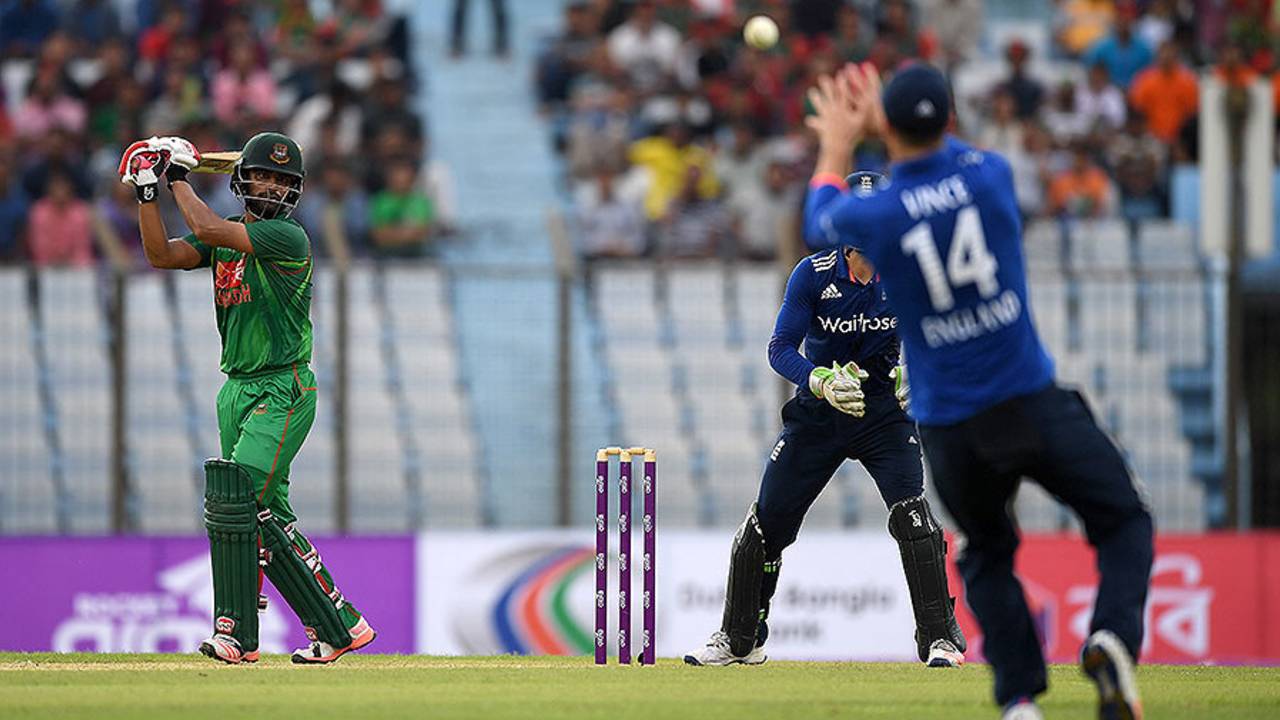 James Vince in the covers prepares to catch Tamim Iqbal for 45, Bangladesh v England, 3rd ODI, Chittagong, October 12, 2016