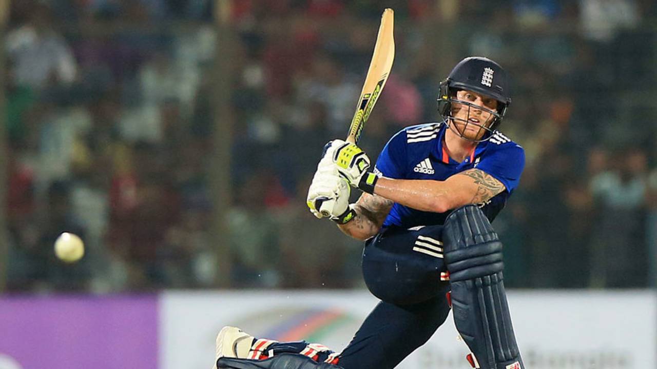 Ben Stokes sweeps powerfully, Bangladesh v England, 3rd ODI, Chittagong, October 12, 2016