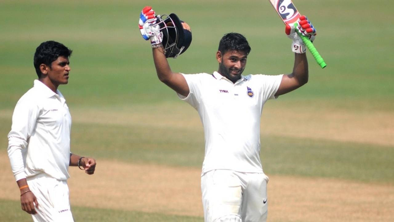 Rishabh Pant became the third-youngest Indian to score a first-class triple century, Maharashtra v Delhi, Ranji Trophy 2016-17, 4th day, October 16, 2016