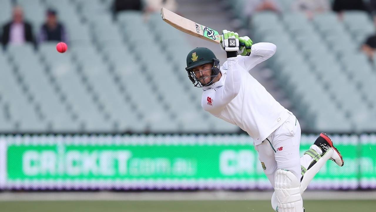 Faf du Plessis attacks the pink ball, Cricket Australia XI v South Africa, Adelaide, 1st day, October 22, 2016