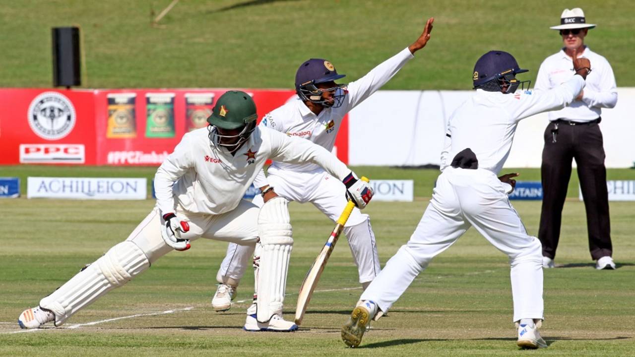 Tino Mawoyo was trapped lbw by Rangana Herath, Zimbabwe v Sri Lanka, 2nd Test, Harare, 2nd day, November 7, 2016