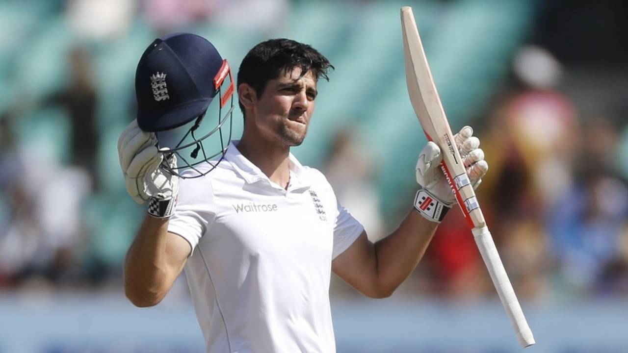 Alastair Cook passed Michael Atherton's record of leading England in 54 Tests in Rajkot&nbsp;&nbsp;&bull;&nbsp;&nbsp;Associated Press