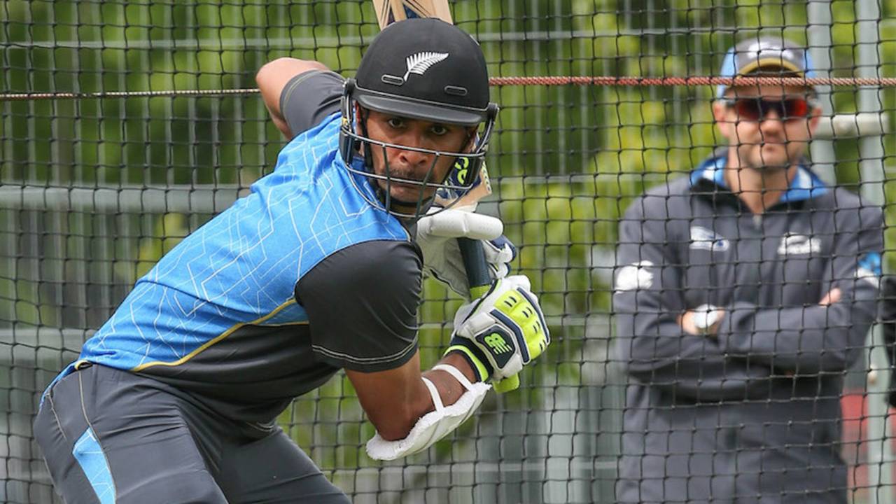 Jeet Raval practises ahead of his Test debut, Christchurch, November 16, 2016