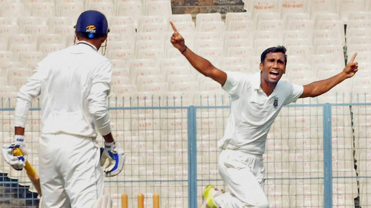 Anupam Sanklecha celebrates a wicket