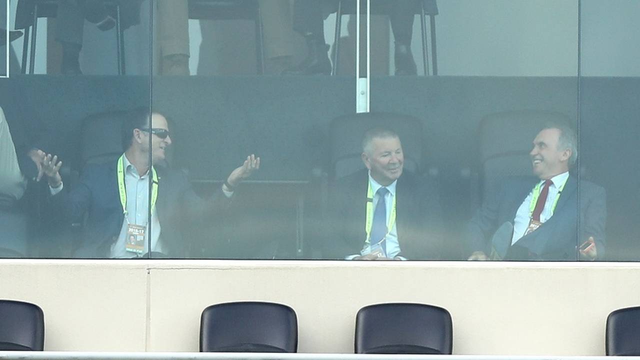 Australia's selectors - Mark Waugh, Rod Marsh and Trevor Hohns - during the Hobart Test