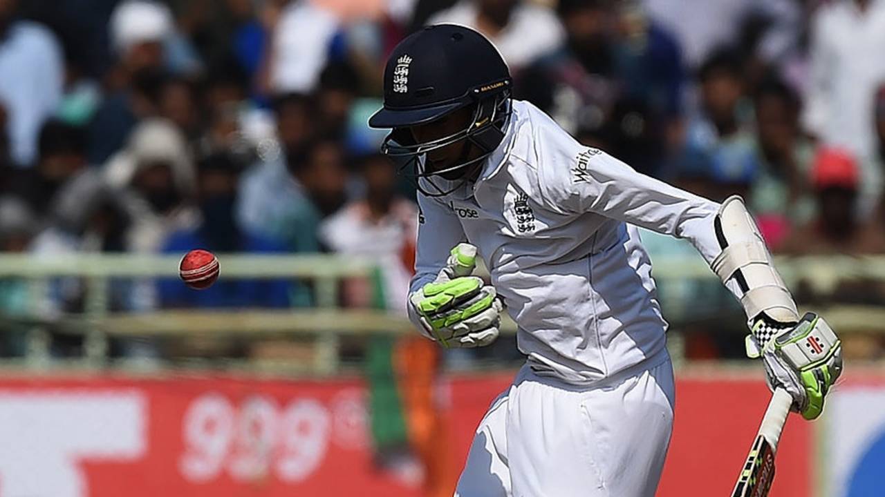 Haseeb Hameed takes one on the body, India v England, 2nd Test, Visakhapatnam, 4th day, November 20, 2016
