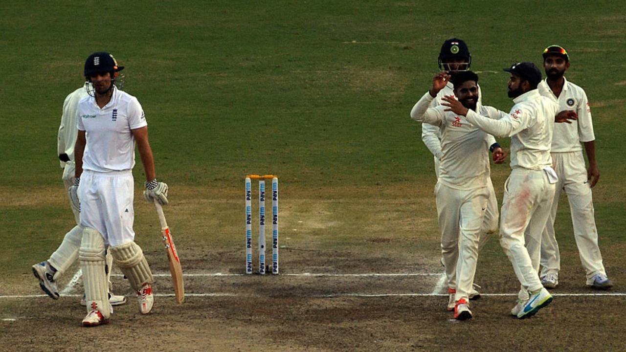 So near, yet so far: Alastair Cook is given out to the last ball of the day, India v England, 2nd Test, Visakhapatnam, 4th day, November 20, 2016