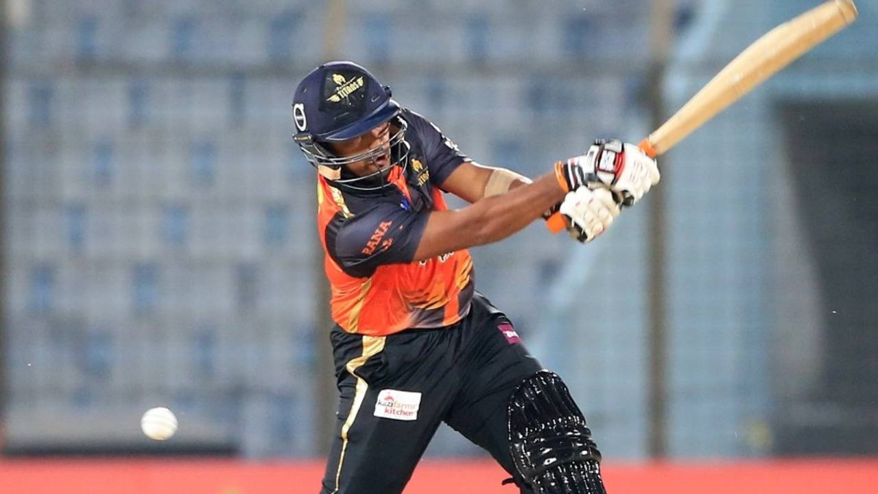 Opener Hasanuzzaman hit 19 off 19 balls, Khulna Titans v Barisal Bulls, BPL 2016-17, Chittagong, November 20, 2016