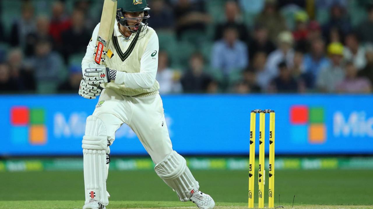 Matt Renshaw plays into the offside, Australia v South Africa, 3rd Test, Adelaide, 1st day, November 24, 2016