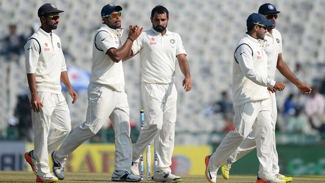 Mohammed Shami suffered a leg niggle, which was attributed to cramps, in Rajkot&nbsp;&nbsp;&bull;&nbsp;&nbsp;AFP