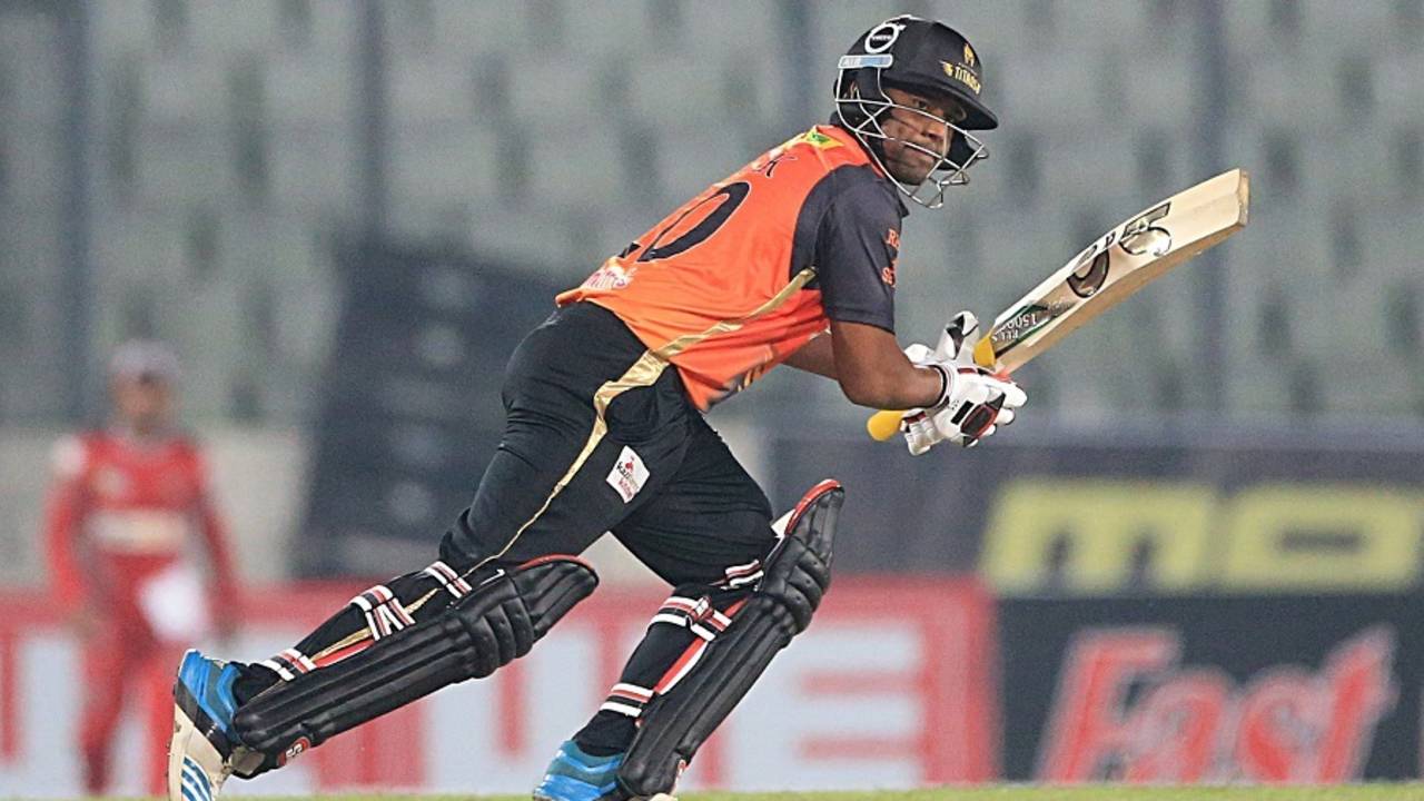 Alok Kapali plays through the off side, Chittagong Vikings v Khulna Titans, Bangladesh Premier League, Dhaka, November 29, 2016
