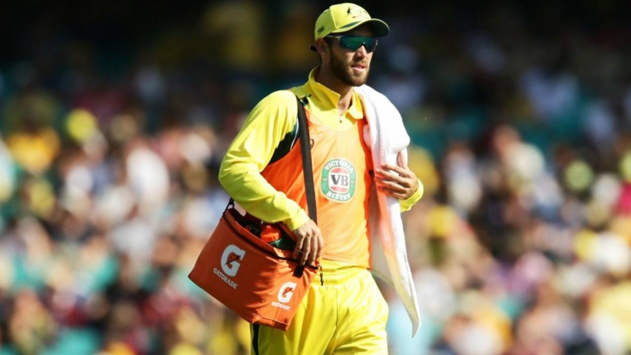 Glenn Maxwell carried the drinks after being left out of the playing XI, Australia v New Zealand, 1st ODI, Sydney, December 4, 2016