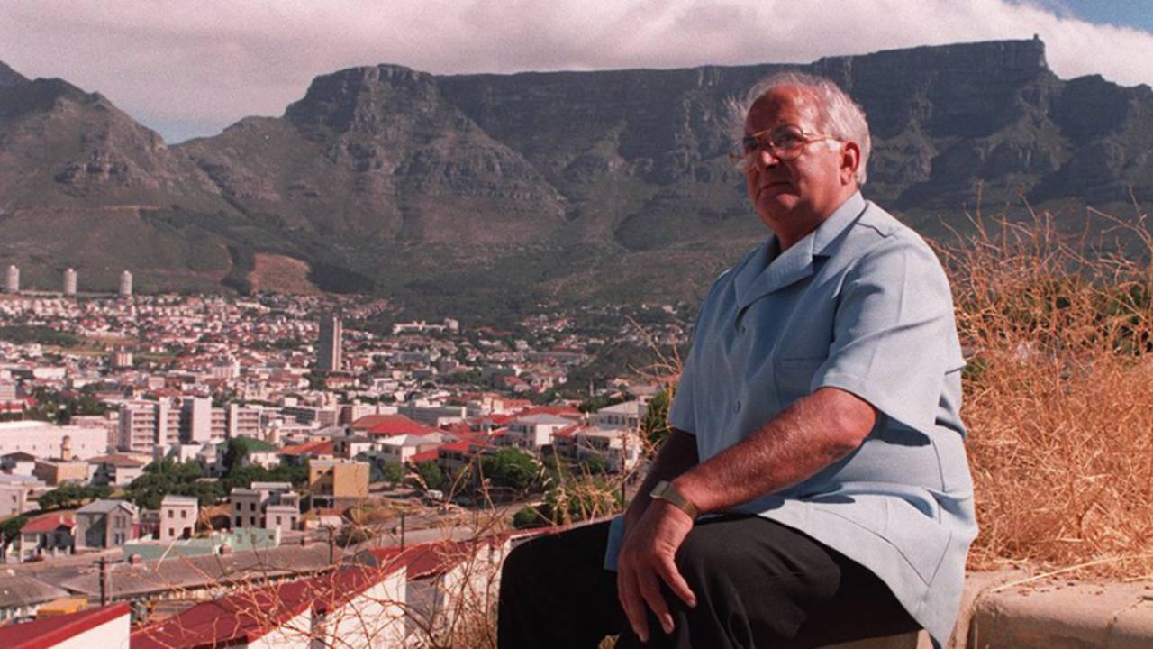 Basil D'Oliviera looks out over Cape Town from upper Bloem Street on Signal Hill where he once lived, November 23, 1995