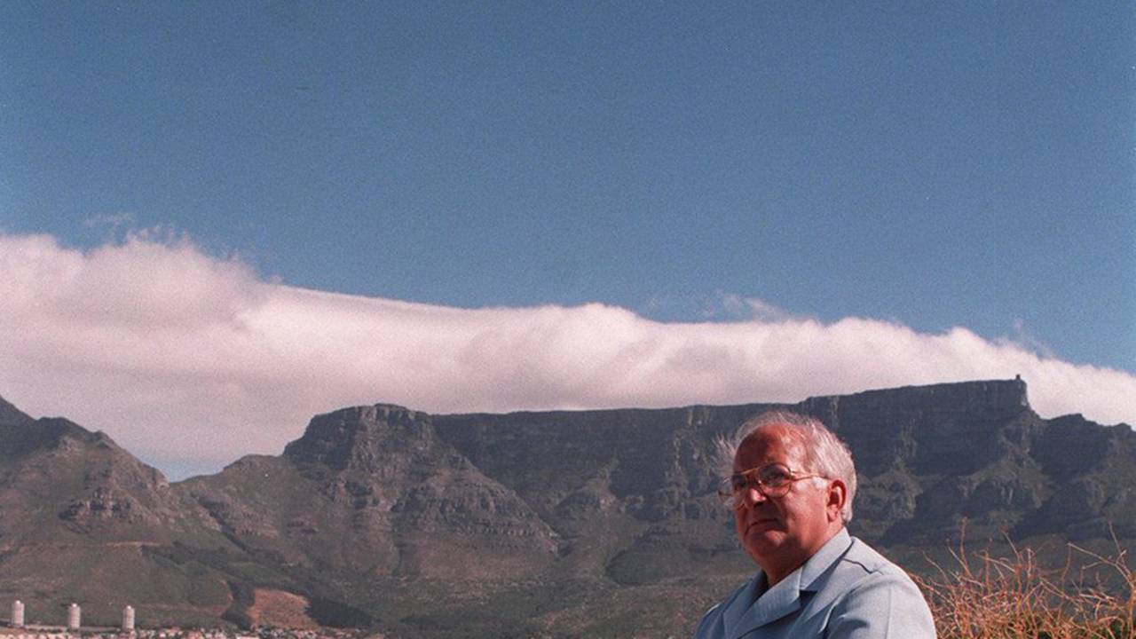 Basil D'Oliviera looks out over Cape Town from upper Bloem Street on Signal Hill where he once lived, November 23, 1995