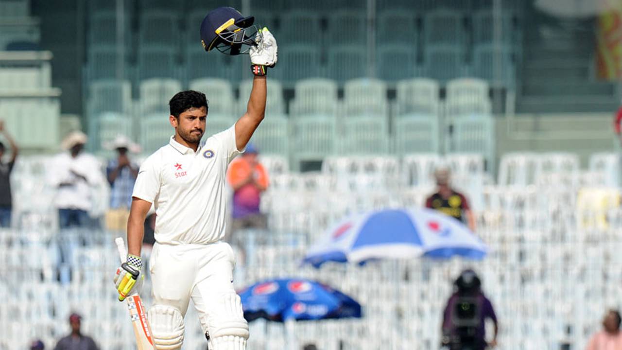 Karun Nair converted his maiden hundred into a triple ton, India v England, 5th Test, Chennai, 3rd day, December 18, 2016