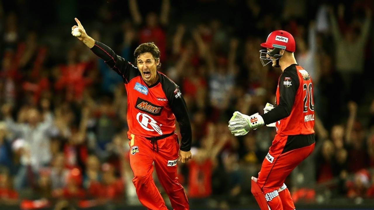Brad Hogg picked up two wickets in an over&nbsp;&nbsp;&bull;&nbsp;&nbsp;Cricket Australia/Getty Images