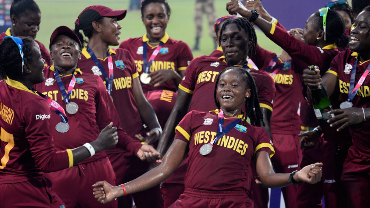 West Indies Women celebrate after beating Australia Women in the final&nbsp;&nbsp;&bull;&nbsp;&nbsp;Getty Images