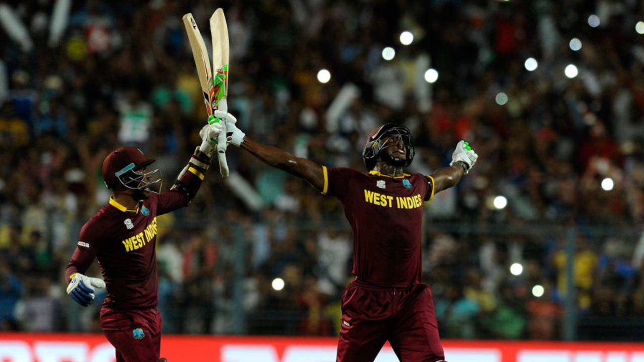 Carlos Brathwaite hit four sixes on the trot to seal the title, England v West Indies, World T20, final, Kolkata, April 3, 2016 