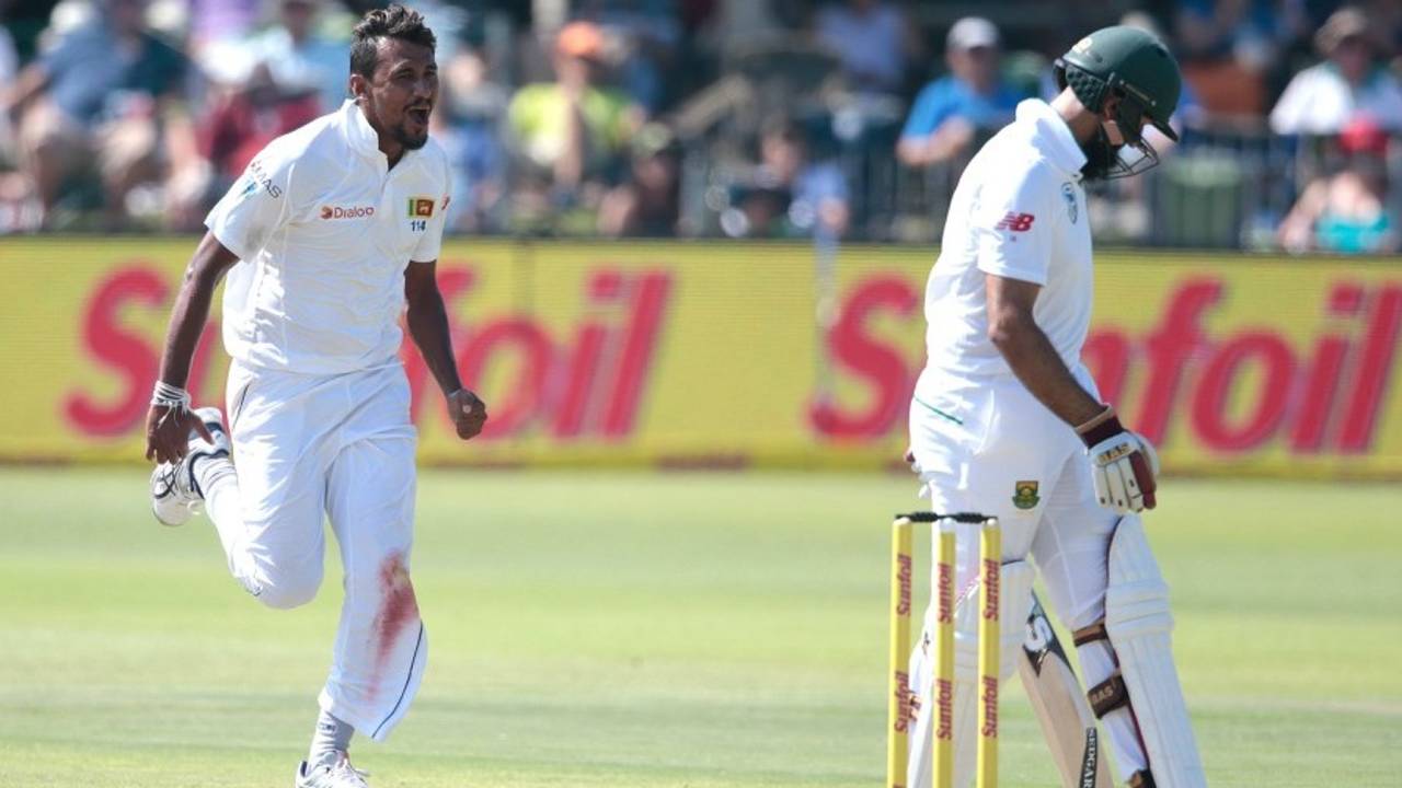 Suranga Lakmal exults after removing Hashim Amla, South Africa v Sri Lanka, 1st Test, Port Elizabeth, 1st day, December 26, 2016