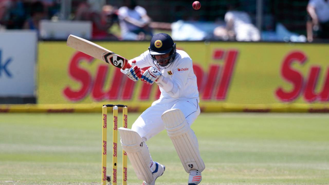 Dhananjaya de Silva ducks under a bouncer, South Africa v Sri Lanka, 1st Test, Port Elizabeth, 2nd day, December 27, 2016