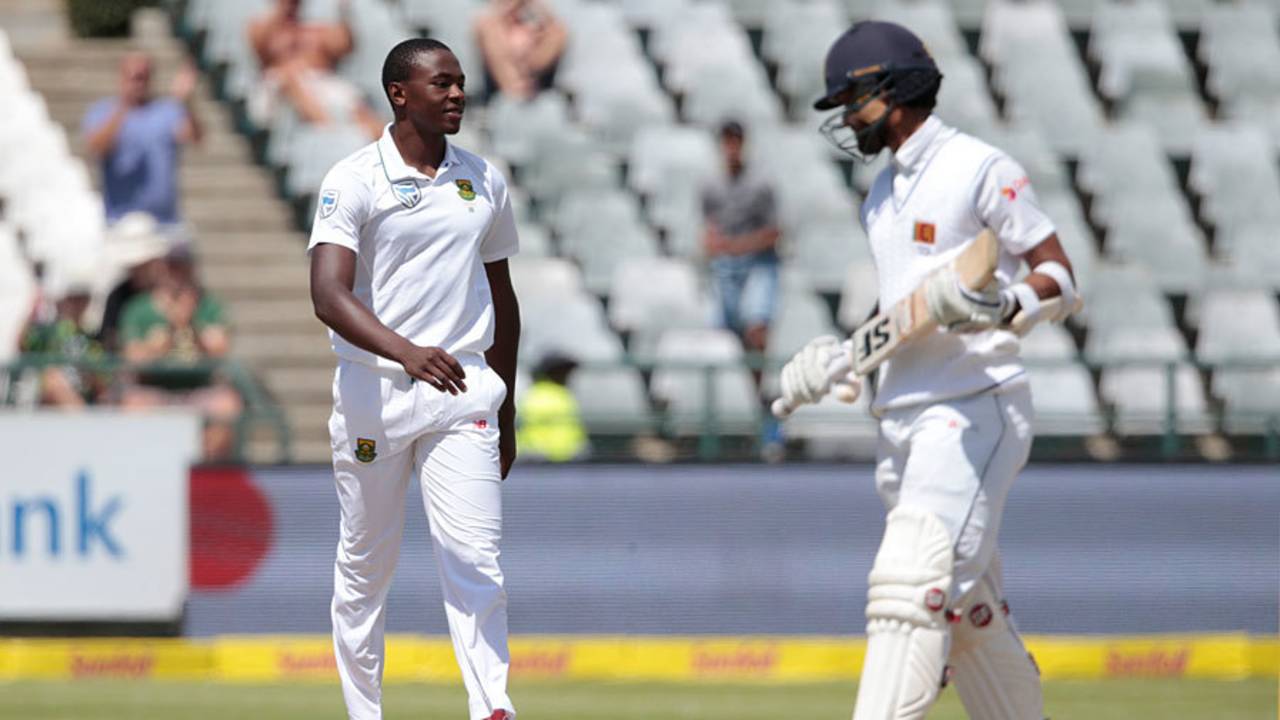 Kagiso Rabada was a little sheepish when Dinesh Chandimal clipped to square leg, South Africa v Sri Lanka, 2nd Test, Cape Town, 4th day, January 5, 2017