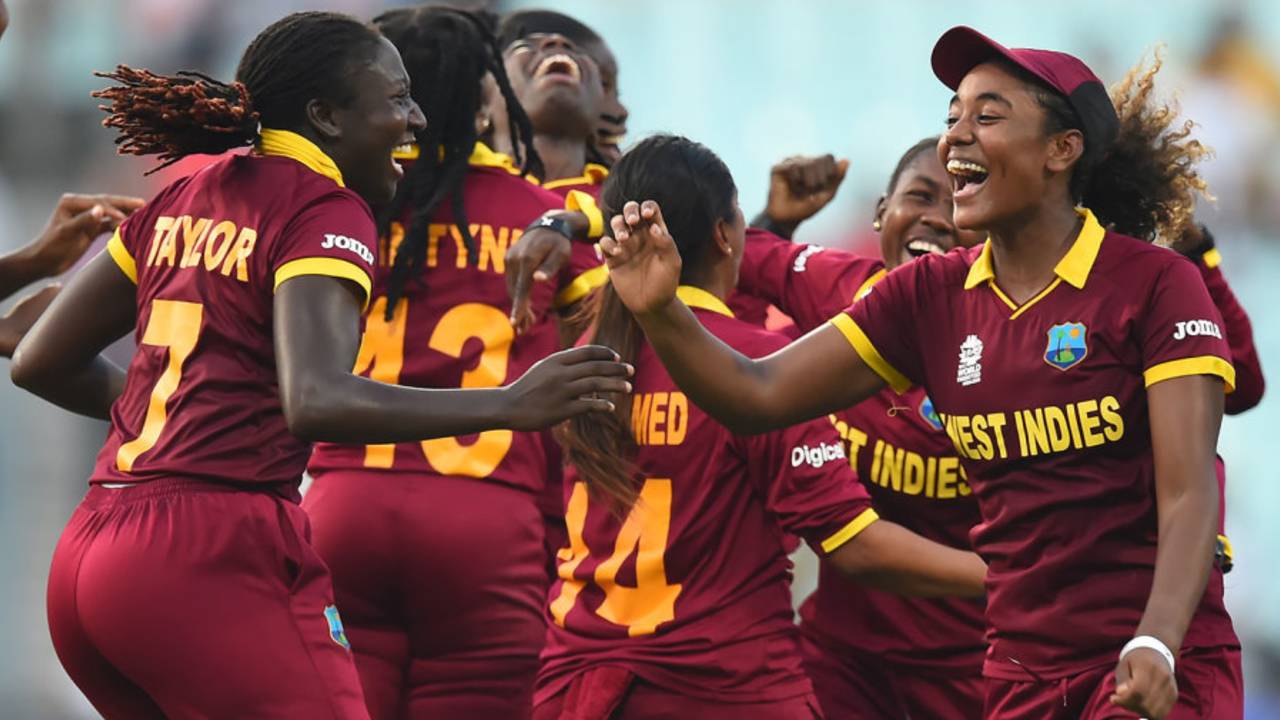 Stafanie Taylor and Hayley Matthews celebrate West Indies' victory&nbsp;&nbsp;&bull;&nbsp;&nbsp;AFP