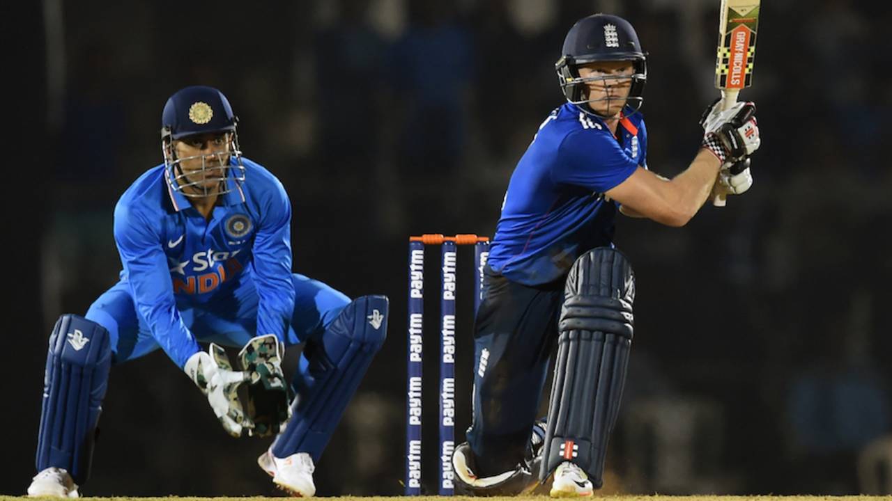 Sam Billings gears up for a reverse sweep, India A v England XI, Mumbai, January 10, 2017