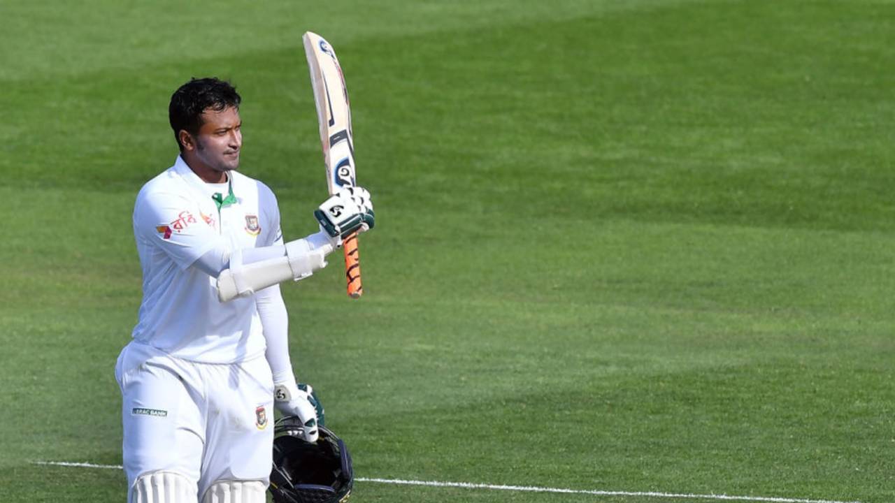 Shakib Al Hasan registered his first double-century in Test cricket, New Zealand v Bangladesh, 1st Test, Wellington, 2nd day, January 13, 2017