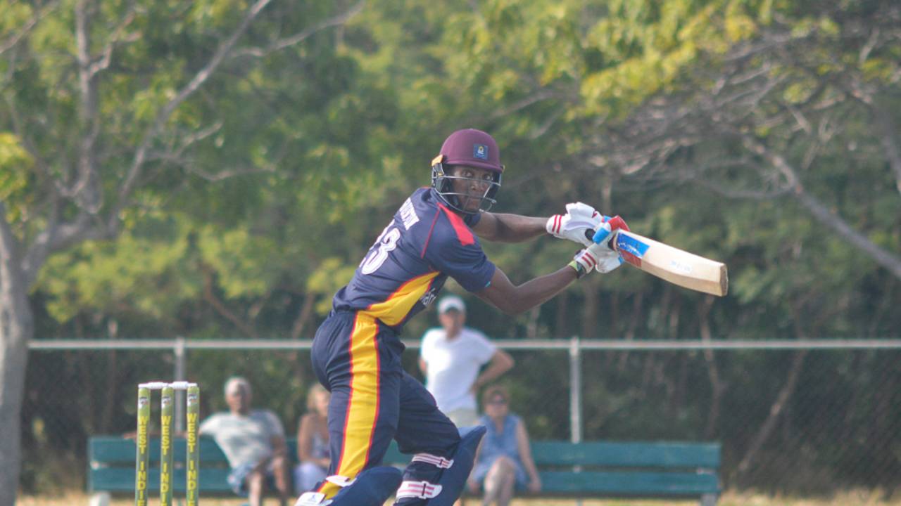 Cassius Burton cuts on the way to finishing 38 not out, Combined Campuses & Colleges v ICC Americas, Regional Super50, Group B, Windward Park, January 26, 2017