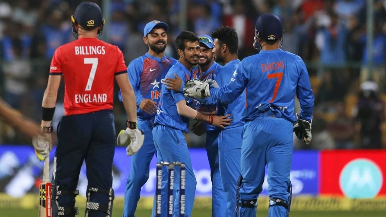 Yuzvendra Chahal removed Sam Billings in the second over, India v England, 3rd T20I, Bangalore, February 1, 2017