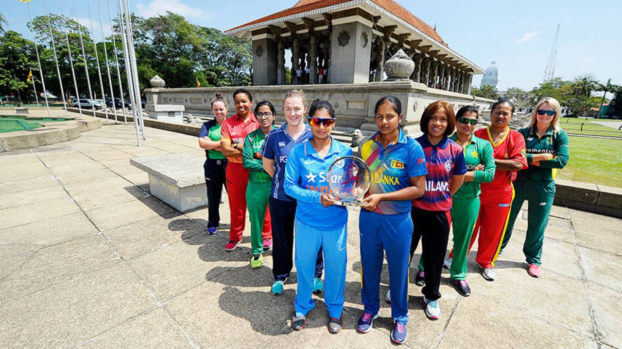 The captains of the ten participating teams pose with the Women's World Cup Qualifier trophy&nbsp;&nbsp;&bull;&nbsp;&nbsp;International Cricket Council