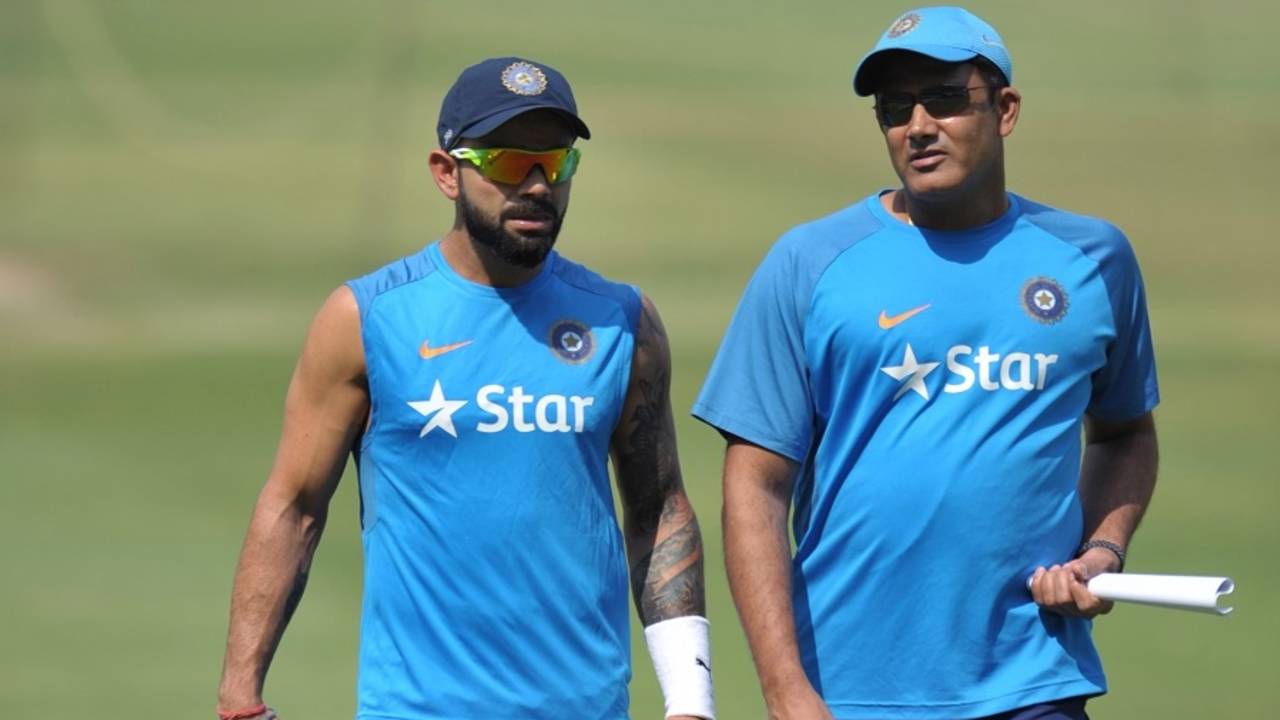 Anil Kumble, pictured with India captain Virat Kohli, has been involved in discussions about the new pay structure&nbsp;&nbsp;&bull;&nbsp;&nbsp;AFP