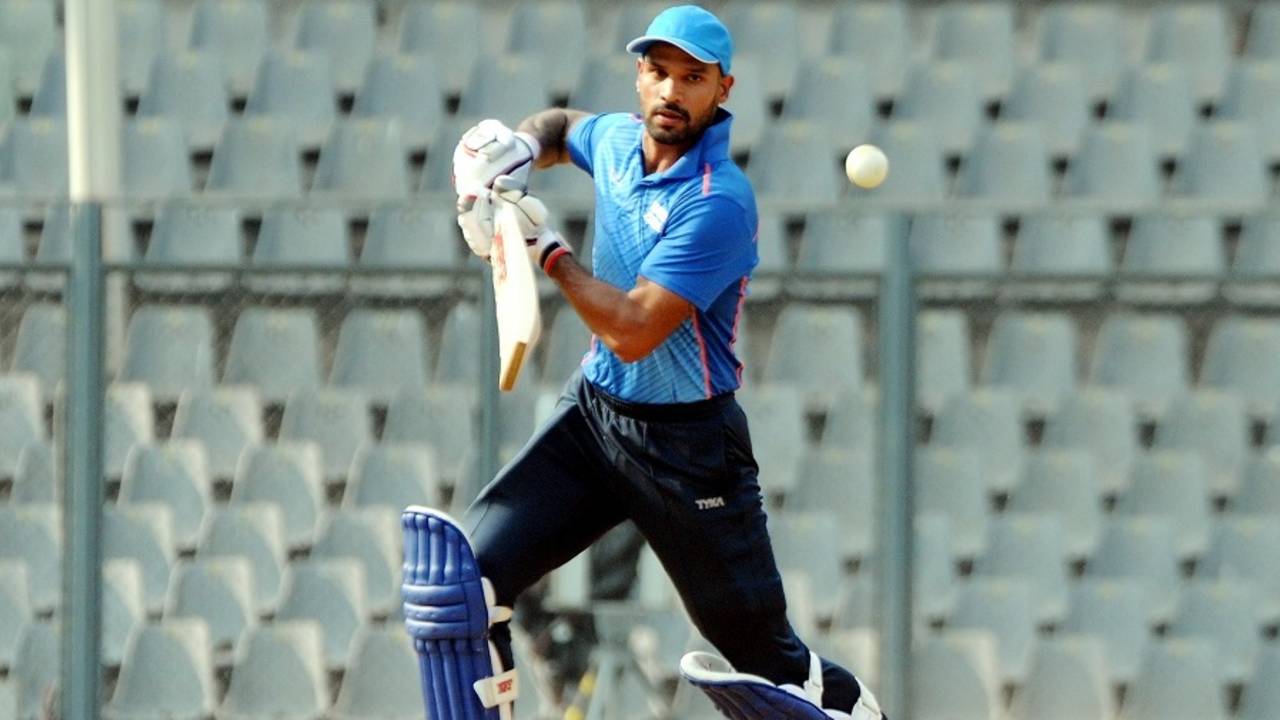 Shikhar Dhawan punches the ball through point, Central Zone v North Zone, Syed Mushtaq Ali, Mumbai, February 15, 2017