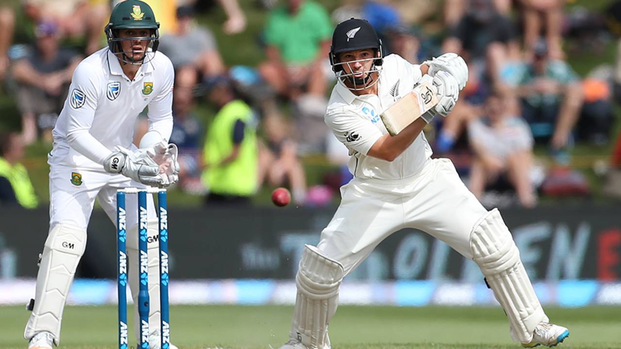 BJ Watling nudges the ball on to the off side, New Zealand v South Africa, 1st Test, Dunedin, 3rd day, March 10, 2017