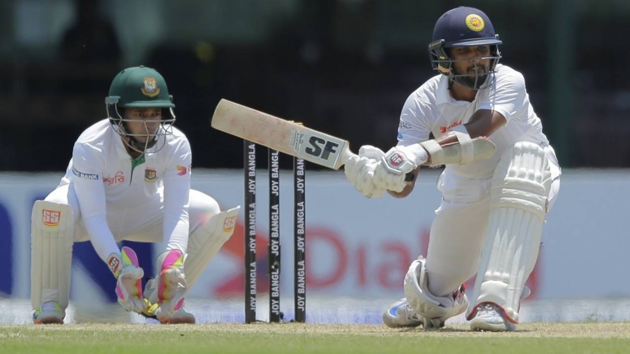 Dinesh Chandimal gets down to sweep, Sri Lanka v Bangladesh, 2nd Test, Colombo, 1st day, March 15, 2017