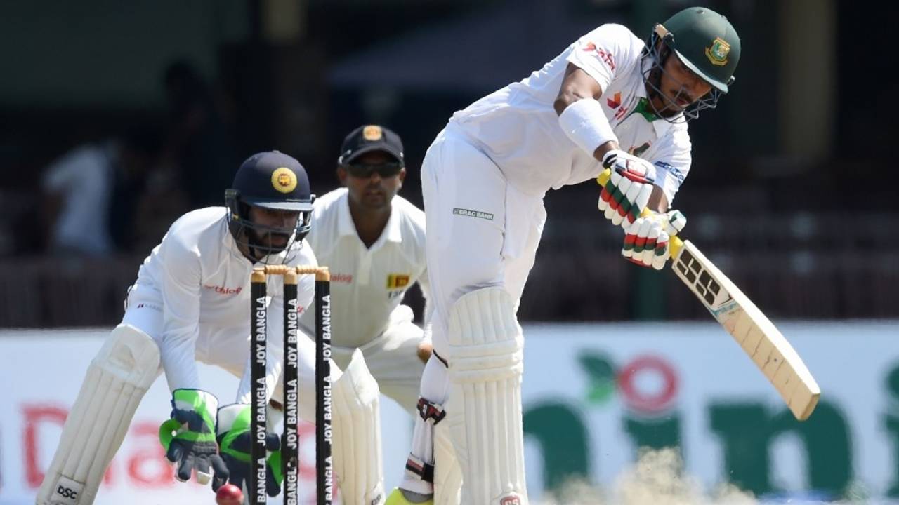 Soumya Sarkar turns one away into the leg side, Sri Lanka v Bangladesh, 2nd Test, Colombo, 2nd day, March 16, 2017