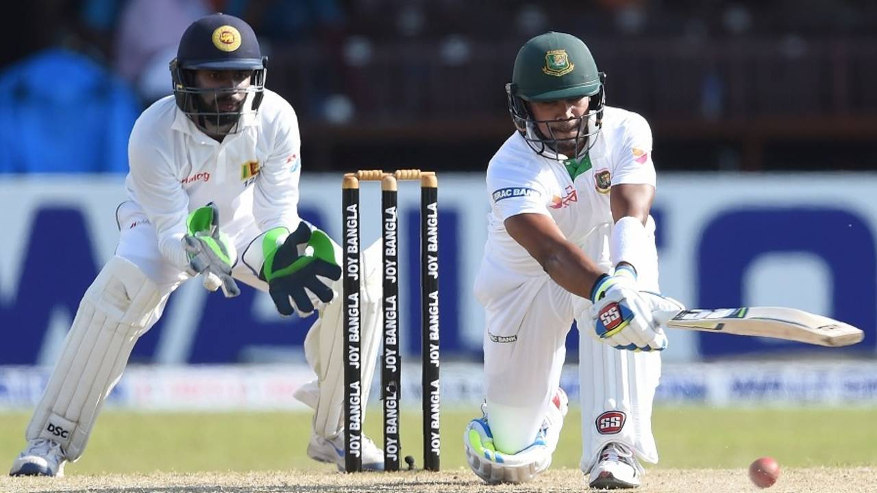 Sabbir Rahman executes a sweep, Sri Lanka v Bangladesh, 2nd Test, Colombo, 2nd day, March 16, 2017