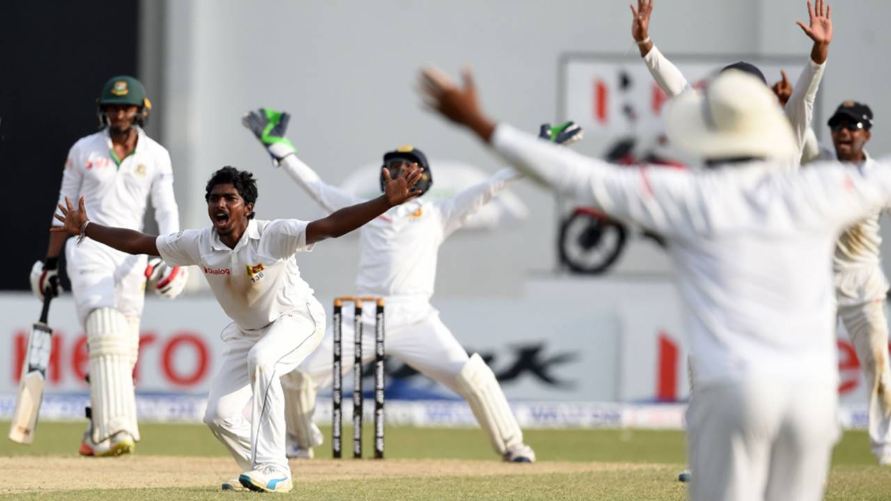 Lakshan Sandakan had to bring out his very best to claim wickets in the last half hour of play; he also had to bowl&nbsp;&nbsp;&bull;&nbsp;&nbsp;AFP