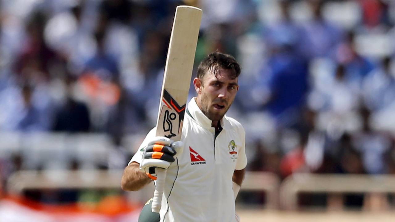 Glenn Maxwell scored his maiden Test hundred, India v Australia, 3rd Test, Ranchi, 2nd day, March 17, 2017