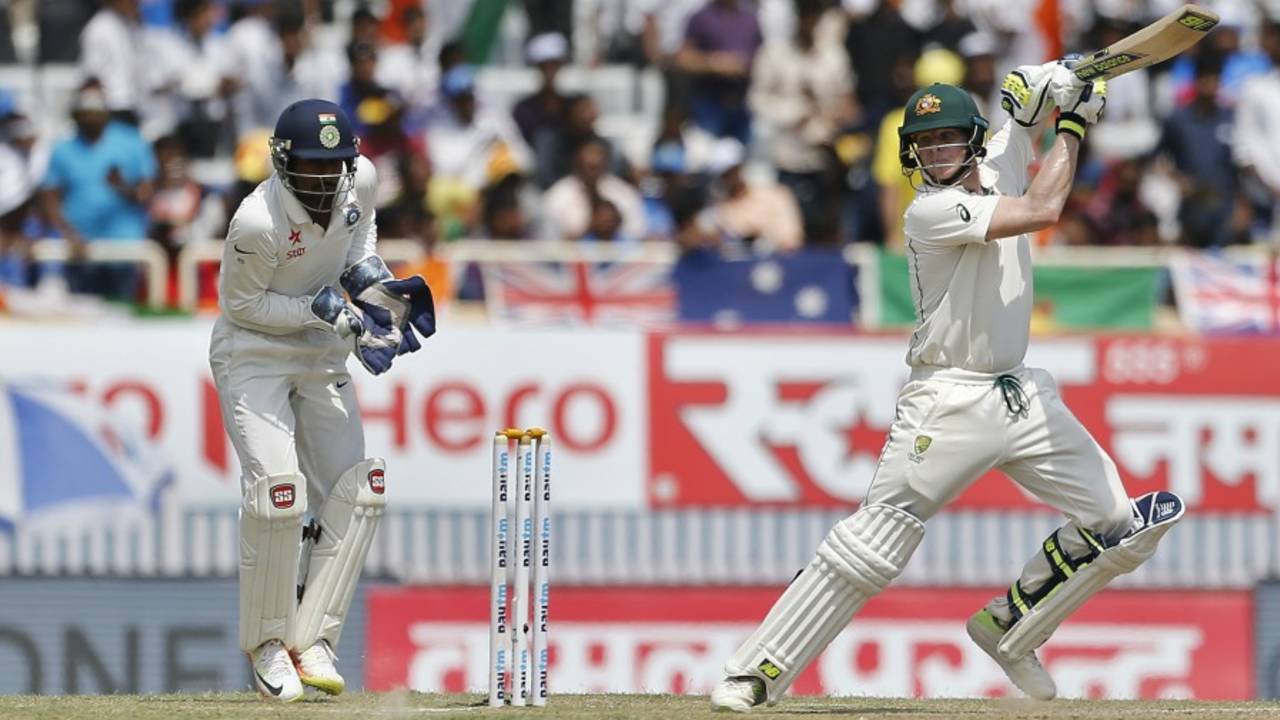 Steven Smith carves one through point, India v Australia, 3rd Test, Ranchi, 2nd day, March 17, 2017