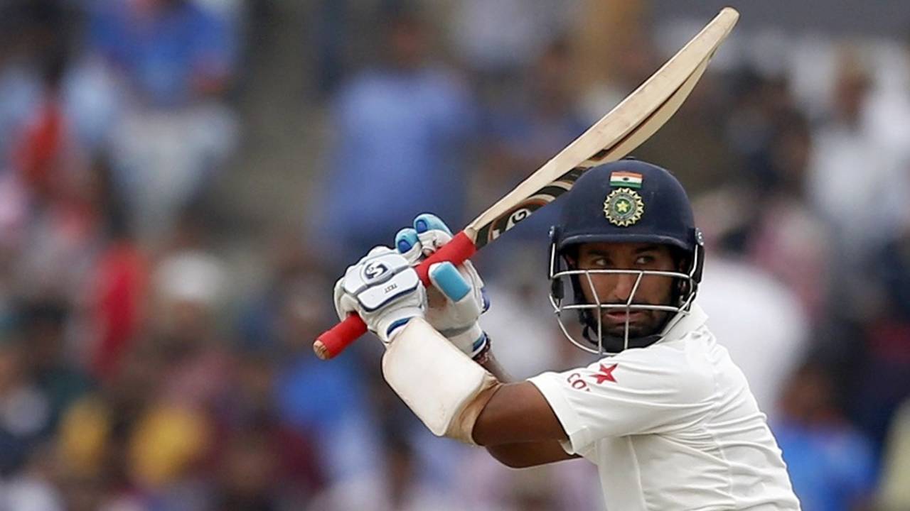 Cheteshwar Pujara tucks one behind square, India v Australia, 2nd Test, Ranchi, 4th day, March 19, 2017