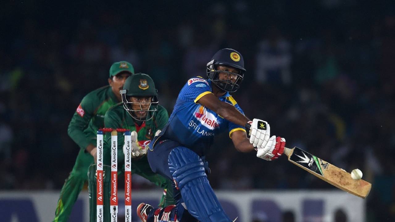 Sachith Pathirana shapes up for a big hit, Sri Lanka v Bangladesh, 1st ODI, Dambulla, March 25, 2017