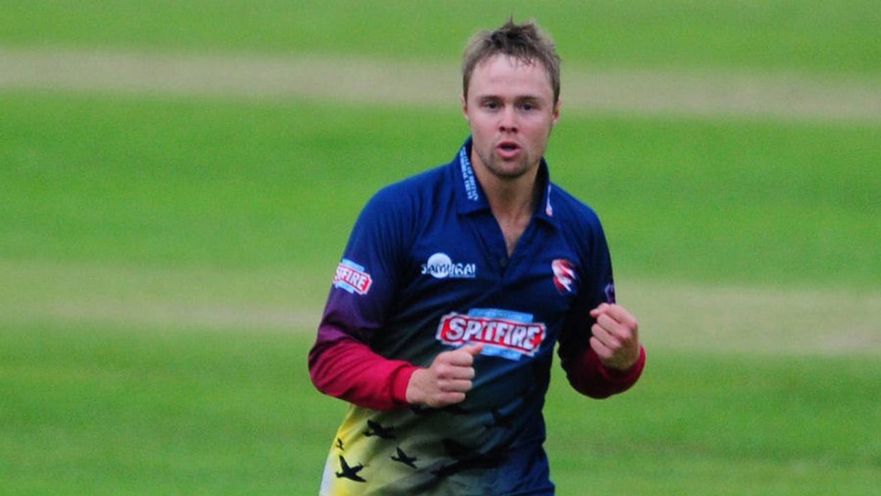 Fabian Cowdrey celebrates a NatWest Blast wicket for Kent, Somerset v Kent, NatWest Blast, July 7, 2016