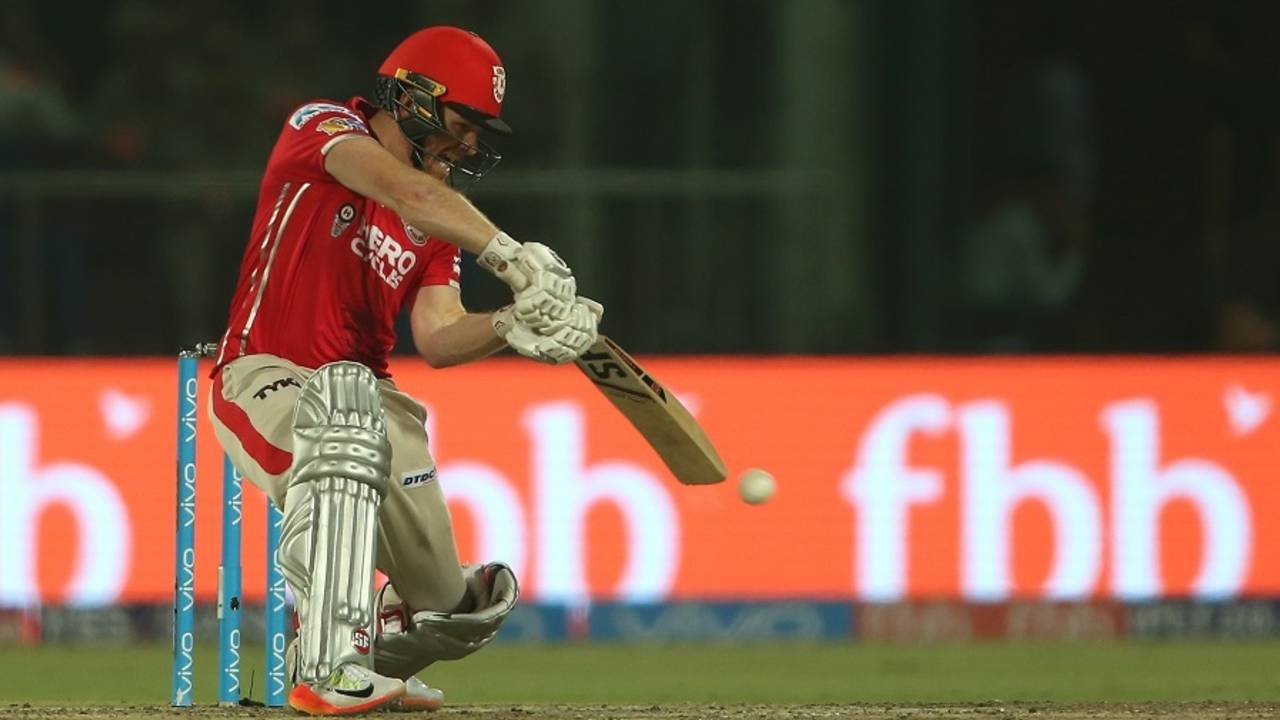 Eoin Morgan plays through the off side, Delhi Daredevils v Kings XI Punjab, IPL 2017, Delhi, April 15, 2017